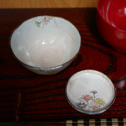 コスモスの図　飯碗（中）　陶器　京焼・清水焼　 6枚目の画像