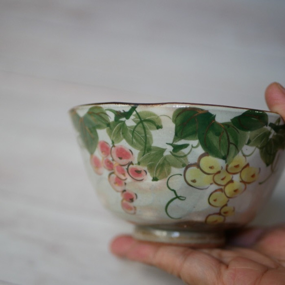 葡萄の図　飯碗（中）　陶器　京焼・清水焼　 5枚目の画像