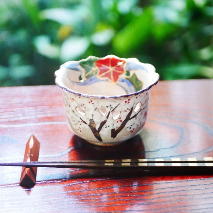 未使用品　京焼　清水焼　森俊山　変形　小付　向付　小鉢　4客