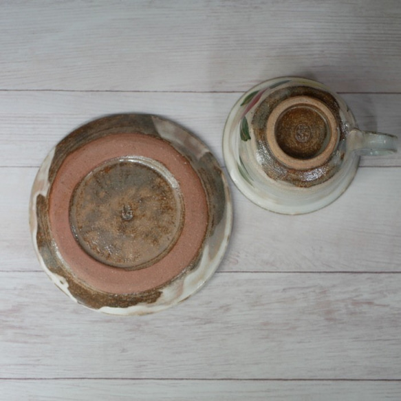 コーヒー碗皿　椿　陶器　京焼 7枚目の画像