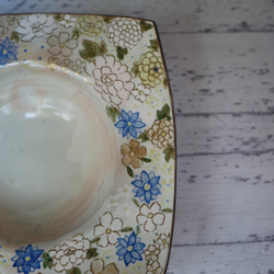 花詰め（青）　スープ皿　陶器　京焼 3枚目の画像