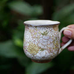 花詰め（紫・金彩）　マグカップ　陶器　京焼 4枚目の画像