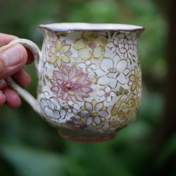 花詰め（紫・金彩）　マグカップ　陶器　京焼 5枚目の画像