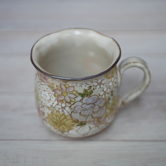 花詰め（紫・金彩）　マグカップ　陶器　京焼 6枚目の画像