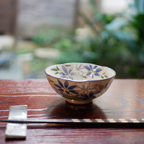 京焼・清水焼 色絵 ご飯茶碗 （鉄線 サイズ 大） 茶碗・めし碗 Shun