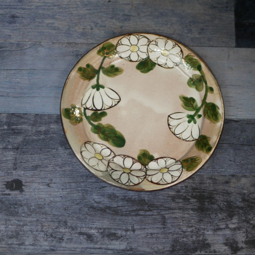 皿 乾山写白菊 四つ足皿 菊花模様 京焼 清水焼 陶磁器 時代物 骨董品