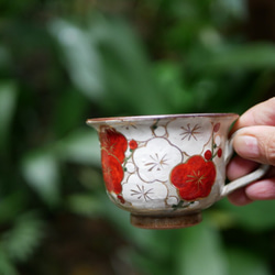 咖啡碗盤子 紅白梅 (Kinsai) 陶器京瓷 (預留) 第2張的照片