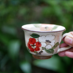 咖啡碗盤子茶花陶器京瓷 第2張的照片