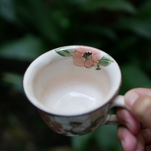 咖啡碗盤子茶花陶器京瓷 第4張的照片