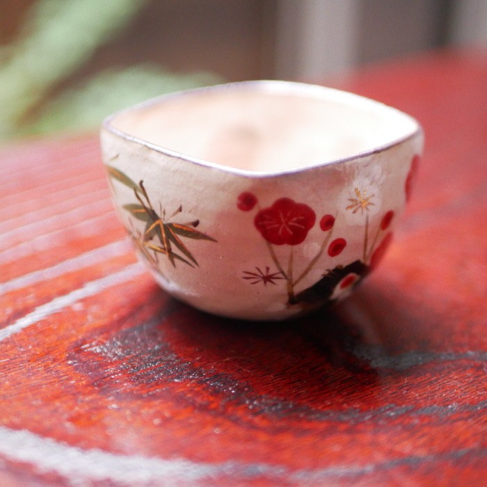 茶道具 清水焼 色絵松竹梅茶碗 在印(A517) 茶道具 清水焼 色絵松竹梅茶碗 在印(A517) - メルカリ