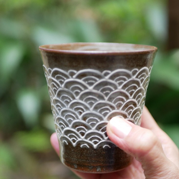 青海波浪紋免杯癢裝飾陶 第1張的照片