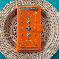 筆記本型民族智能手機皮套兼容所有深橙色型號 第1張的照片