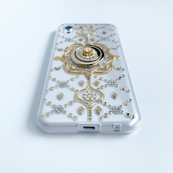 【所有型號皆可製作】Fairy Bonbon 白蛋白石「十月誕生石」手機殼帶智慧型手機戒指 第6張的照片
