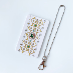 [護照包/IC卡包/普通包]帶鍊子的Arabesque Green Swarovski Hard Case 第9張的照片