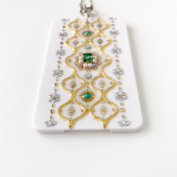 [護照包/IC卡包/普通包]帶鍊子的Arabesque Green Swarovski Hard Case 第5張的照片