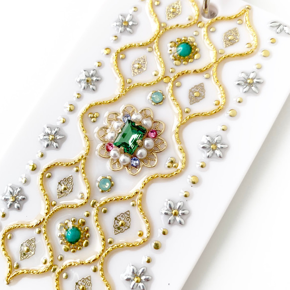 [護照包/IC卡包/普通包]帶鍊子的Arabesque Green Swarovski Hard Case 第8張的照片