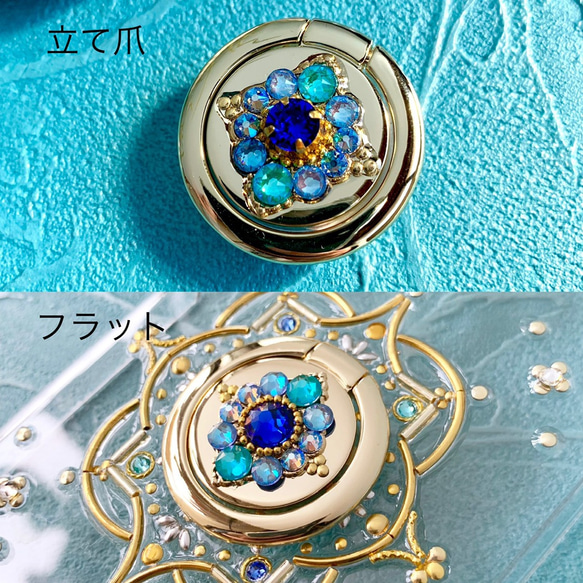 [所有型號均可製作] Aoike 藍色扁平型帶智慧型手機戒指九月生日石藍寶石 第10張的照片