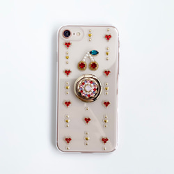 [可生產所有型號] 心心櫻桃珍珠帶智慧型手機環 iPhone/Android 第1張的照片