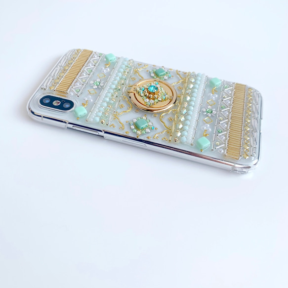 【可生產所有型號】清爽薄荷綠/八月生日石橄欖石/帶智能手機環的手機殼 第8張的照片