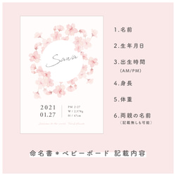 フレーム付き｜命名書｜桜 × ナチュラル / 英字 6枚目の画像