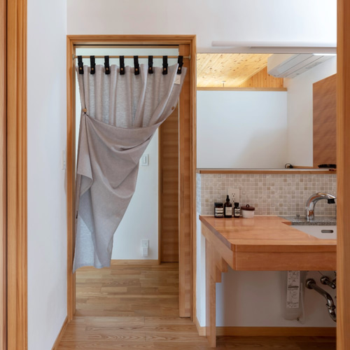 リネン スカラップ模様 フランスアンティーク カーテン 間仕切り