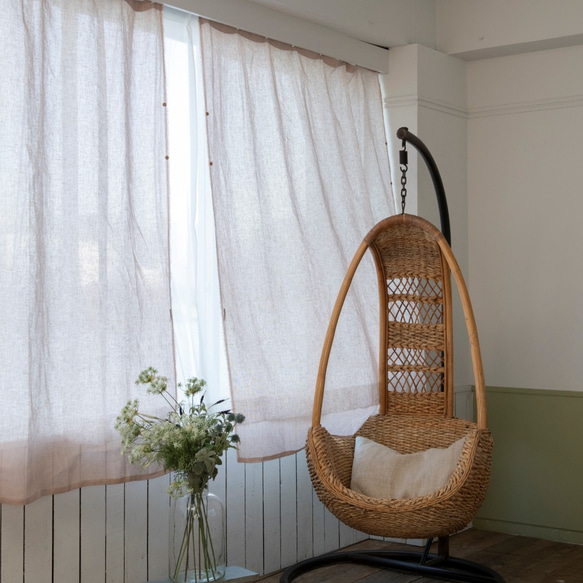 自然素材 麻 リネン100％ カーテン「エブリピーチ」 目隠し のれん