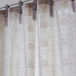 自然素材 綿 コットン 100％ カーテン たんぽぽ刺繍ふんわりカーテン「コメトベージュ」ナチュラル カーテン 4枚目の画像