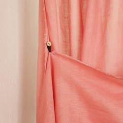 自然素材 麻 リネン100％ 間仕切りカーテン「エブリコーラル 」ピンク系 目隠し のれん ナチュラル　シンプル 3枚目の画像