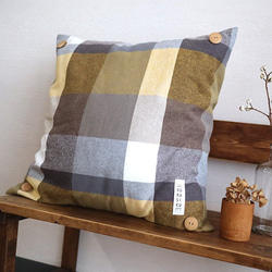 HERMÈS チェック柄クッション HERMES チェック柄クッション ネイビー・グレー HERMES チェック柄