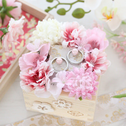 【SALE】結婚祝い ブライダル プレ花嫁 はんなり春爛漫 ピンクの和風リングピロー 1枚目の画像