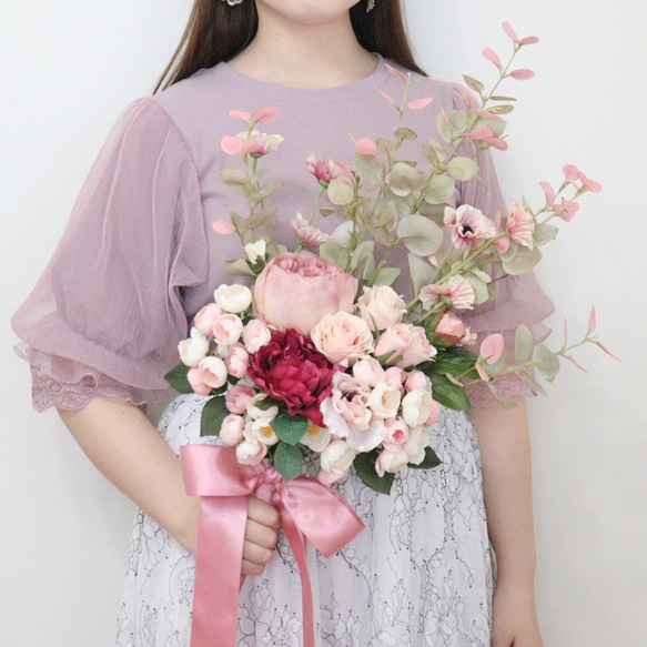 【本日限定セール❗️】Wedding Flowers 結婚式 ブーケ ウエディングクラッチブーケ【受注生産品】WHITE×GREEN×PURPLE