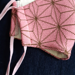 【話題の最新作】縫製屋の手作り立体マスク　ニット　ピンク話題の麻の葉柄　※枚数限定 5枚目の画像