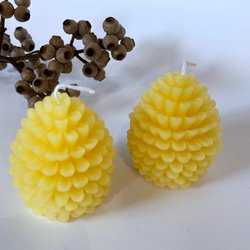 【2個set】蜜蝋　pinecone candle 2枚目の画像