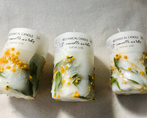 emboss botanical candle ミモザキャンドル キャンドル・キャンドル
