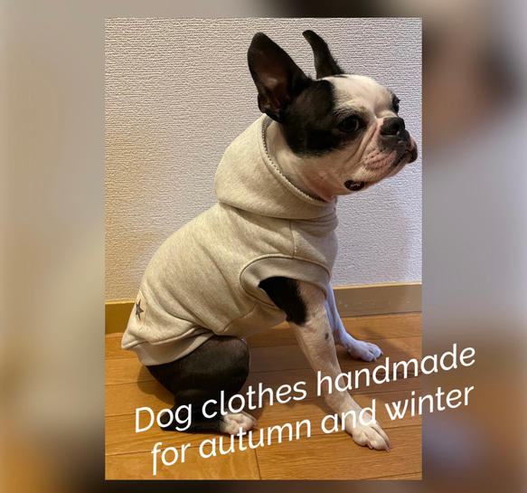 犬服　スウェットタンクトップパーカー　ハンドメイド 1枚目の画像