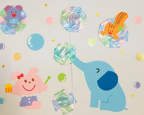 絵画　アクリル絵　額縁　ボード　シャボン玉 原画・シャボン玉〜ふわゆらキラリ（額装）受注製作 | iichi