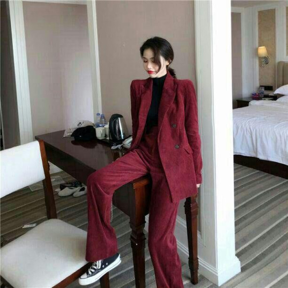 セットアップ レディース2点セットジャケット ダブル コーデュロイ