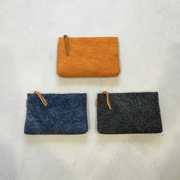 “真皮”安哥拉絲絨和油性數字多用手袋 [3 種顏色可選] 第8張的照片