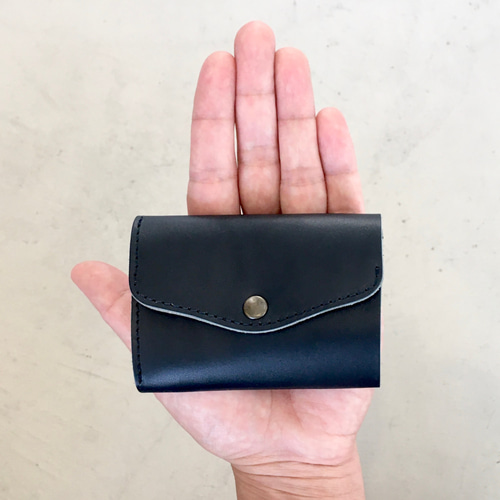 栃木レザー ヌメ革の三つ折コンパクト財布 選べる無料or有料刻印