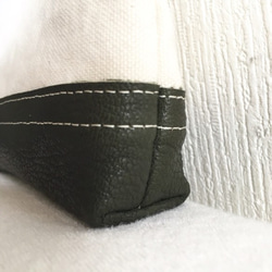 復古8號帆布和山羊皮鞣酸軟Nume簡單袋[橄欖] 第4張的照片