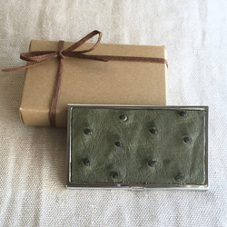 鴕鳥×金屬名片盒[橄欖] 第1張的照片