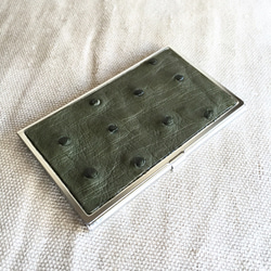 鴕鳥×金屬名片盒[橄欖] 第4張的照片