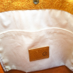 “真皮”圓形手提包安哥拉絲絨和極厚油裸色[橘子] 第5張的照片