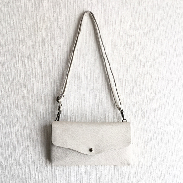 Cow shrink leather and cow floor velor simple wallet shoulder [o 第5張的照片