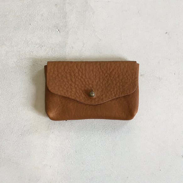 Cow shrink leather and cow floor velor complex wallet [棕色] 第2張的照片