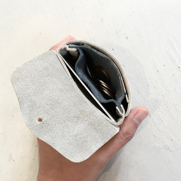 Cow shrink leather and cow floor velor complex wallet [棕色] 第7張的照片