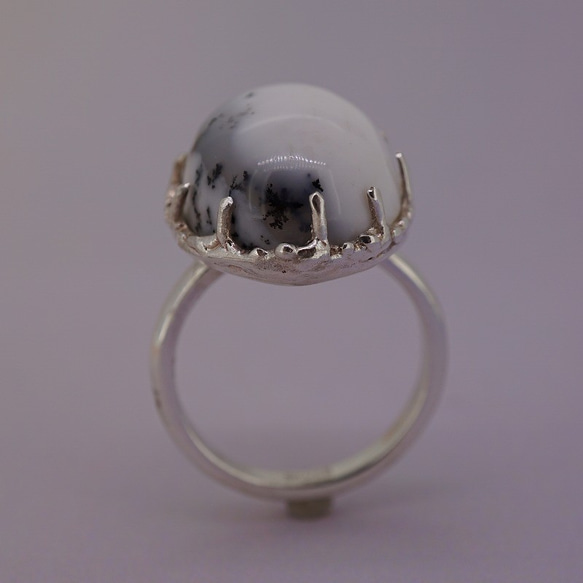silver デンドリティックオパール 指輪 3枚目の画像