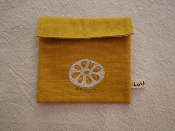 motorinue&Lokhme L9380 カラシレンコン　コポチ　ポーチ　ミシン刺繍　Lokhme 1枚目の画像