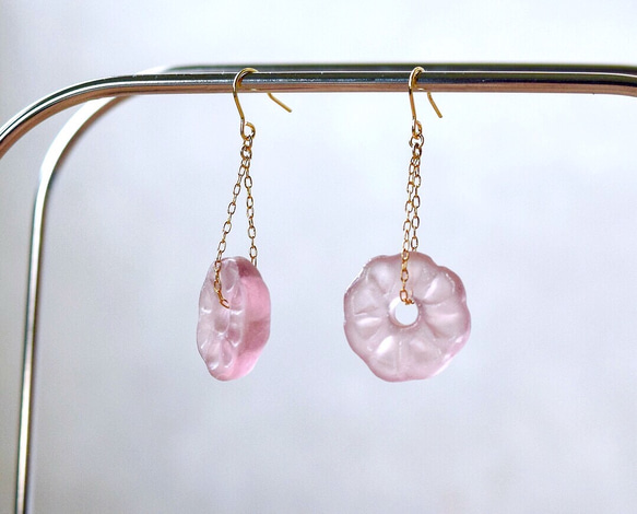 open flower _p＊ガラスイヤリング , ピアス ピアス（フック・チェーン