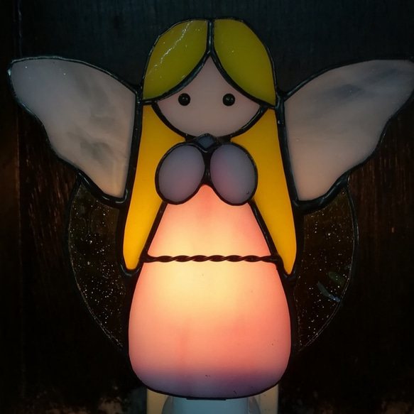 ステンドグラス・お休みランプ・天使の祈り 3枚目の画像